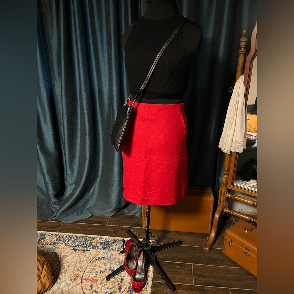Talbots Red Wool Skirt